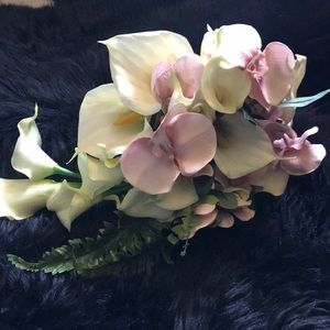 Real touch bridal bouquet Cala Lilly and orchids